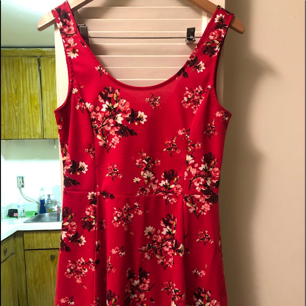 Red dress with flowers
